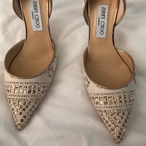 Jimmy Choo Addison d'Orsay woven fabric leather